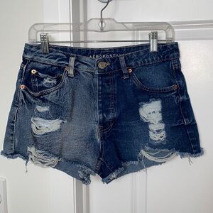Aeropostale ripped blue boyfriend jean shorts size 6
